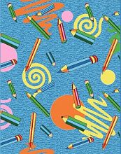 Разноцветный детский ковер в детскую-палас ЦВЕТНЫЕ КАРАНДАШИ 1127-51 СИНИЙ