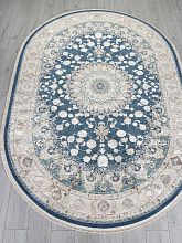 Прямоугольный ковер ZARINA A050B D.BLUE SHIRINK / CREAM Овал