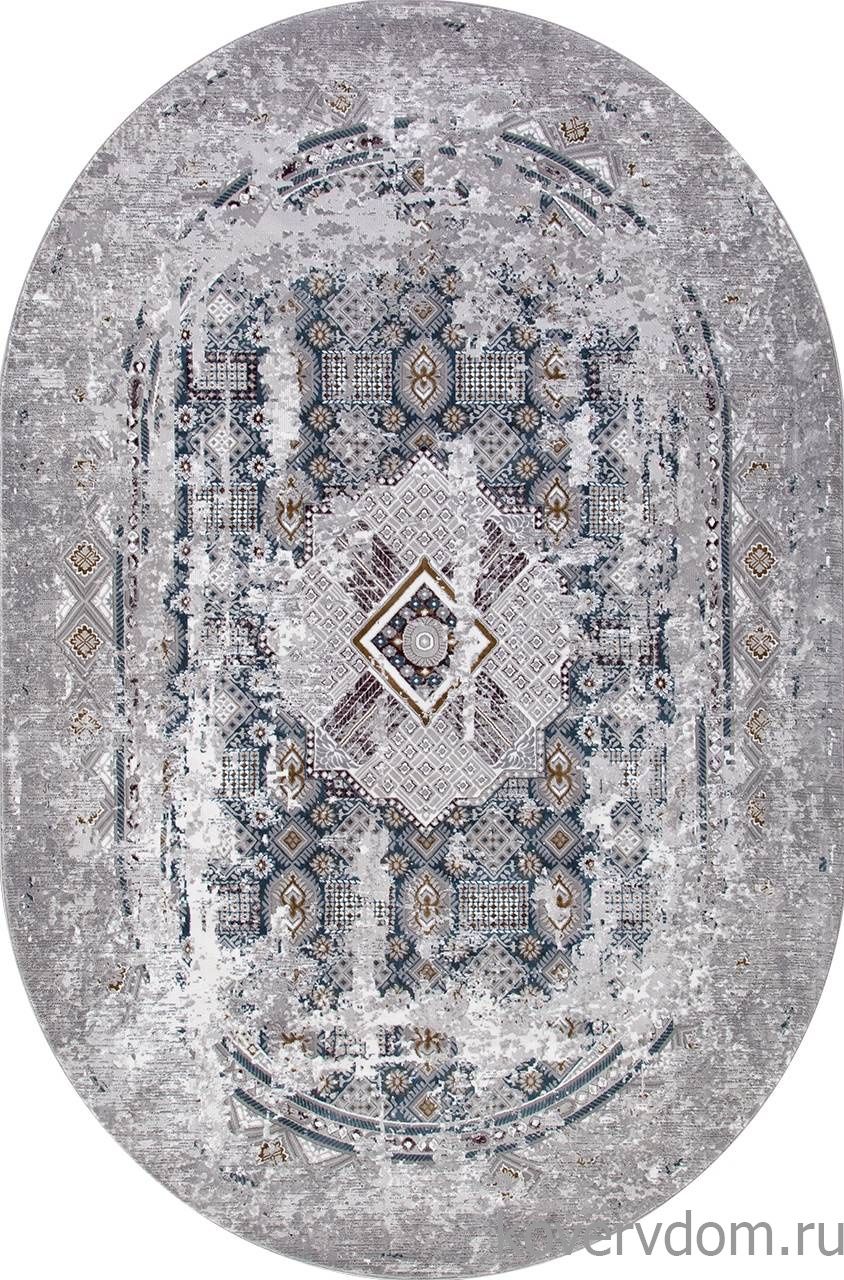 Ковер QUANTUM 03007G GREY / GREY Овал Ковер QUANTUM 03007G GREY / GREY Овал