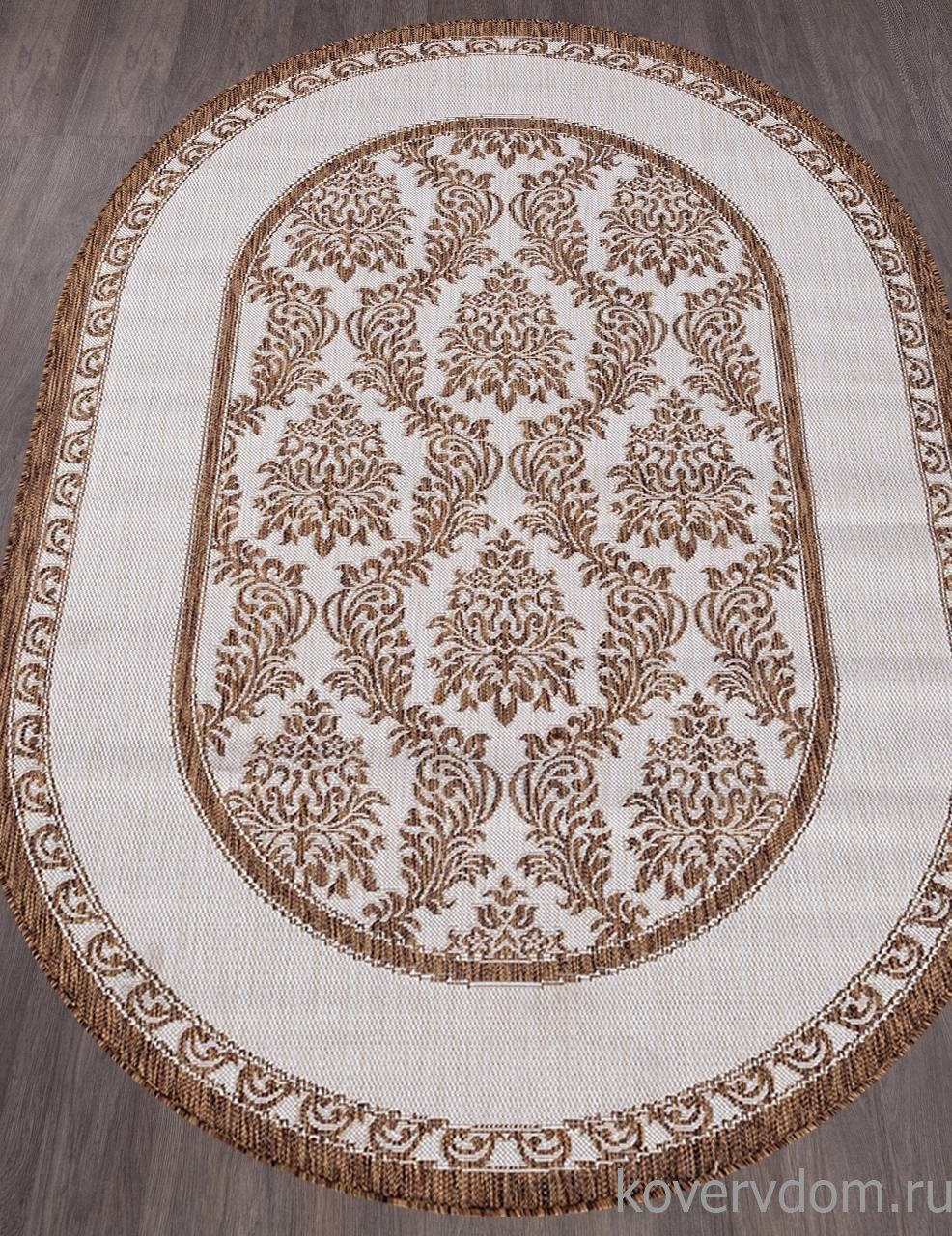 Ковер циновка VEGAS S001 CREAM-BROWN Овал Ковер циновка VEGAS S001 CREAM-BROWN Овал