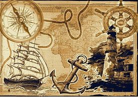 Ковер с изображением карты МОРСКОЙ Древняя Карта Мира-6